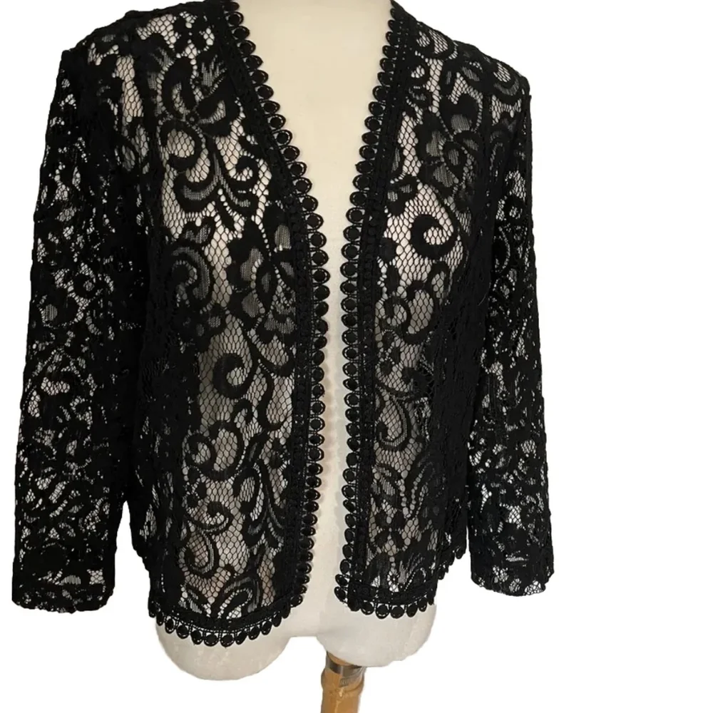 🩵💥 TAHARI Arthur Levine Black Lace Women’s Top - Picture 4 of 6